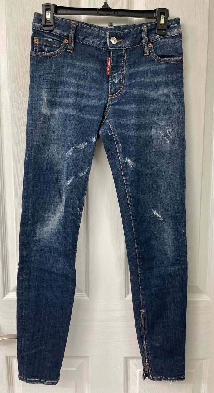 DSquared2 Skater Italy distressed patch Medium waist skinny Jean size 40 Small 4